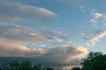 Clouds at sunset in the evening