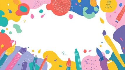 Kids Arts logo and stationery vector. Cute kids multi colored cover design for advertising brochure, Children pattern, kids menu, kindergarten poster, social media post, website background., no logos