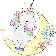 unicorn horse animal cute character vector illustration