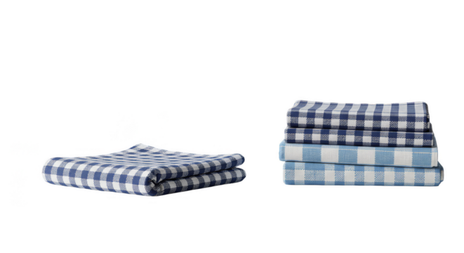 Stack Blue Folded Fabric Textile Clothing Home Isolated Background