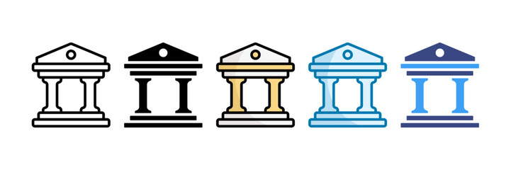Courthouse Icon Set Multiple Style Collection