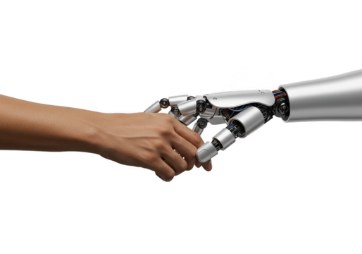 Realistic Image Human Hand Shake Robot Arm Future Tech Innovation