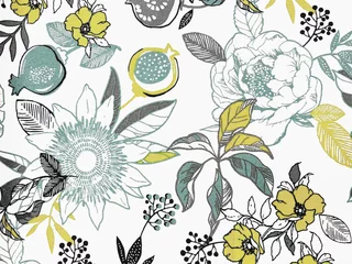 Gordijnen Trendy bloemen Colorful Geometric Multicolour All Over Fabric Design  © beautiful art