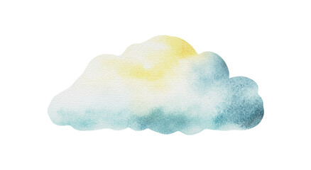 Watercolor illustration of a cloud on white background