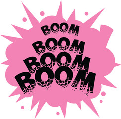 BOOM Comic Text with Burst & Smoke