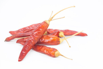 Dried red hot Chili isolated on white background