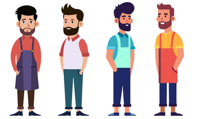 Fototapeta premium Four diverse men in casual work attire with beards