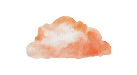 Watercolor orange cloud isolated on white background