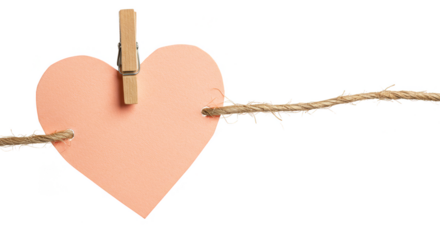 Valentine Heart Cutout Hung by Clip Paper Transparent Background