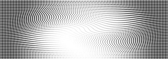 Wavy gradient halftone dots pattern texture background
