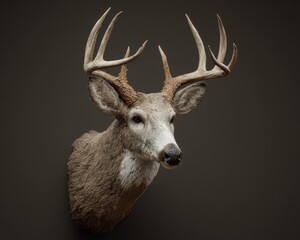White Tail Deer Head. Majestic Cervid Stag in Nature Wildlife Scene