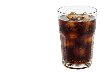 Soda Drink in Glass with Ice Cubes Transparent Background