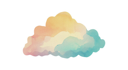 Pastel watercolor cloud on white background