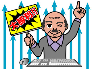 壱A：投資で大勝利して利益を得たシニア男性_CS3　2025_0612_010