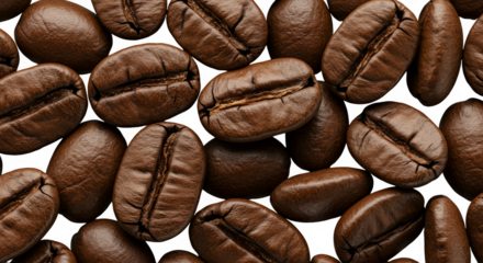 Transparent Background of Roasted Coffee Beans Aroma Brown Texture