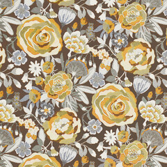 Floral Leaf Pattern Seamless Design with Textures