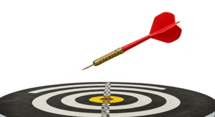 Target Hit with Red Dart Arrow Accurate Aim Achievement Isolated