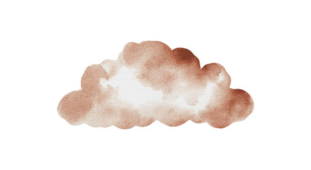 Watercolor cloud shape in brown isolated on white background