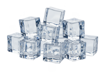 Transparent Ice Cubes Pile Isolated Refreshment Cold Water Drink