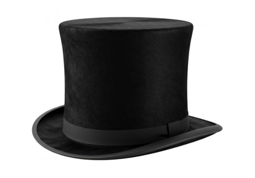 Vintage Black Top Hat Isolated 3D Rendering Gentleman Fashion