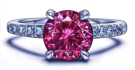Beautiful silver ring with pink and white stones