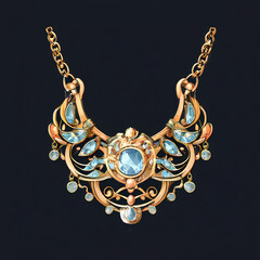 Beautiful gold necklace with stones