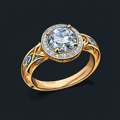 Beautiful gold ring with stones