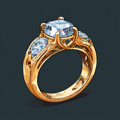 Beautiful gold ring with blue stones