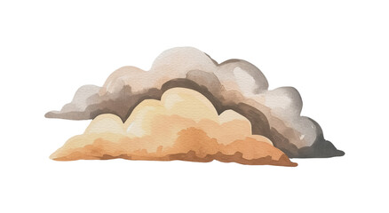 Two watercolor clouds isolated on white background