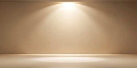 Softly glowing light on a cream-colored studio wall backdrop creates an elegant minimalist background for product presentation, backdrop, studio