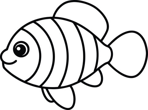 black and white cartoon fish clip art preview