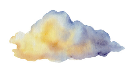 Watercolor cloud isolated on white background, hand painted