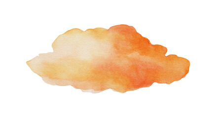Orange watercolor cloud shape isolated on white background