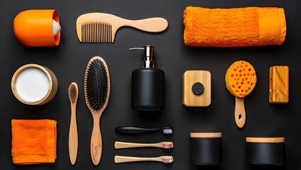 a collection of toiletries for body care.