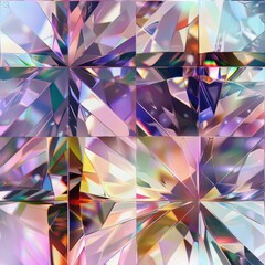 Square Iridescent Cut Diamond 3D Glass Texture Abstract Art Gloss Transparent Gem