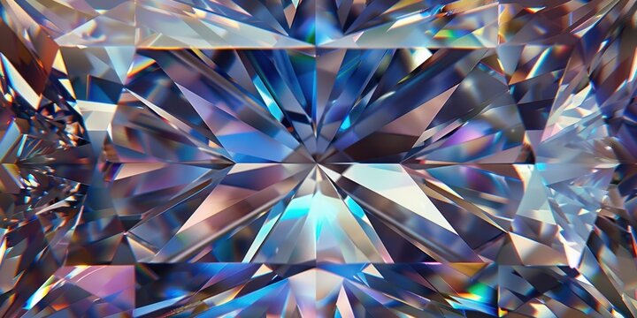 Square Iridescent Cut Diamond 3D Glass Texture Abstract Art Gloss Transparent Gem