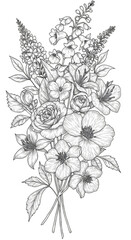 White Floral Bouquet Illustration Transparent Background Decoration