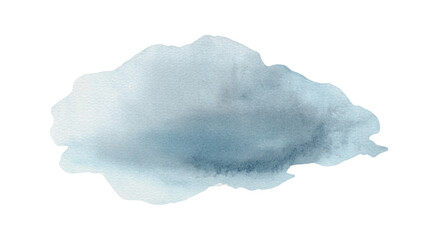 Soft blue watercolor cloud isolated on white background