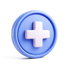 3D Red cross medical icon on transparent background for emergency or health-related design.