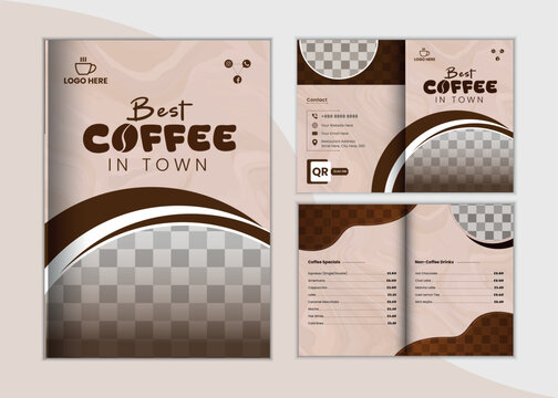 Modern Bi Fold Coffee Shop Menu Design Template 