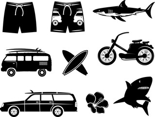 surfing element silhouette vector illustration