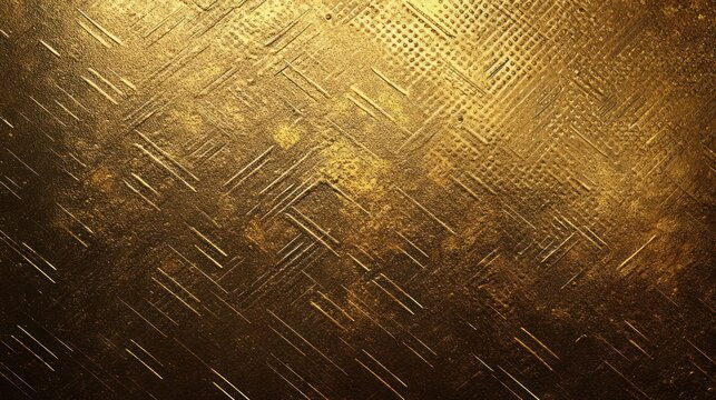 Golden textured surface with intersecting lines, showing rust, wear, and a diagonal pattern