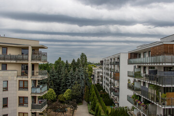 Layered clouds indicating impending heavy rainfall—an extreme weather phenomenon associated with...