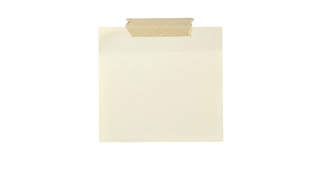 Isolated Memo Note with Beige Adhesive Tape Blank Reminder Paper - Powered by Adobe