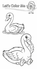 Fototapeta premium Children's coloring pictures of a swan 