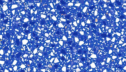 Abstract Speckled Blue Terrazzo Pattern with White and Beige Fragments on Concrete Surface