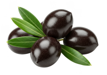 Isolated Olives With Leaves Food Black Olives With Transparent Background