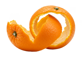 Isolated Orange Peel Spiral Macro Fruit Citrus Rind Transparent Background