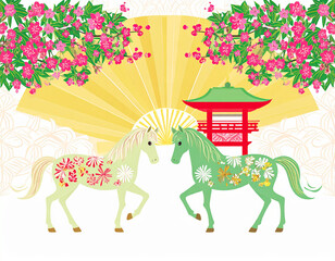 馬　干支　生成AI　年賀状　