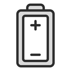 Battery Energy Power Icon Electric Charge Plus Minus Isolated White